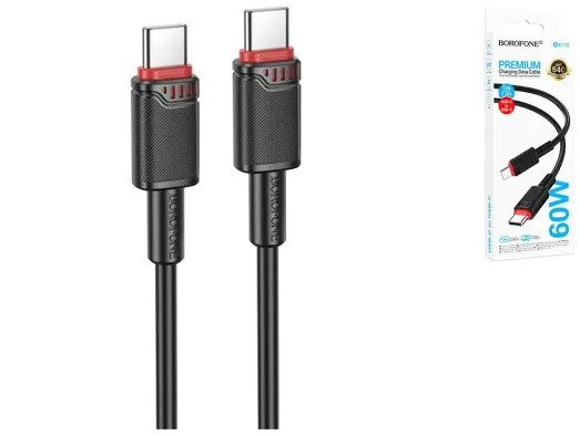 Кабель USB Borofone BX110 60W Type-C to Type-C, 1м,колір чорний