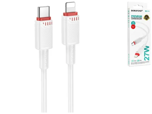 Кабель USB Borofone BX110 PD27W Type-C to Lightning, 1м, колір білий