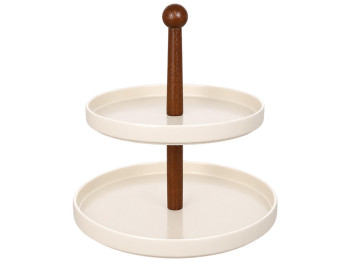 Підставка для десертів двоярусна Natural Serving Cream з ручкою, 26,5×26,5×26 см