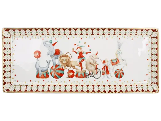 Блюдо фарфоровое прямоугольное Circus Wonderland, 35,3×14×2 см