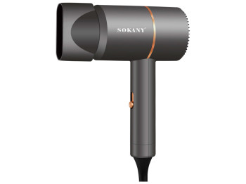 Фен Sokany, 1200Вт, 2 режими температури, концентратор, 1,5м шнур, 20×13×7см, пластик, колір чорний