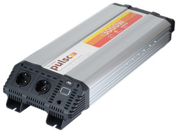 Перетворювач напруги Pulso ISU-3000/12V-220V/3000WLCD/USB-5VDC2.0A, синусоїдна хвиля, клеми