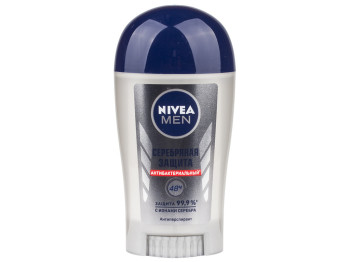 Дезодорант-антиперспірант для чоловіків Nivea men "Срібний захист" 48 годин, твердий 40мл