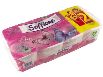 Папір туалетний Soffione "Elite" тришаровий білий (ціна за упаковку 6+2 рулонів)