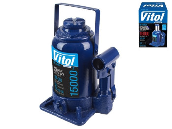 Домкрат гідравлічний телескоп Vitol 15т, висота підйому 18,5 - 35см, 6кг (DB-15002H/JX107S)