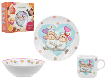 Набір посуду дитячого фарфор Limited Edition "Happy Lambs" 3 предмета (чашка, тарілка, супник) 52511