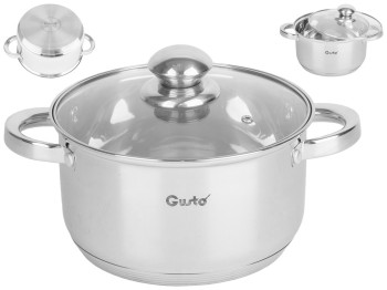 Каструля з кришкою GUSTO Nuovo капсульне дно, нержавіюча сталь 3,6л D20см GT-1500-20