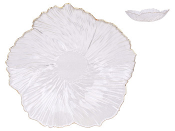 Фруктівниця скляна із золотим обідком Flower, 31×7,8см, колір прозорий
