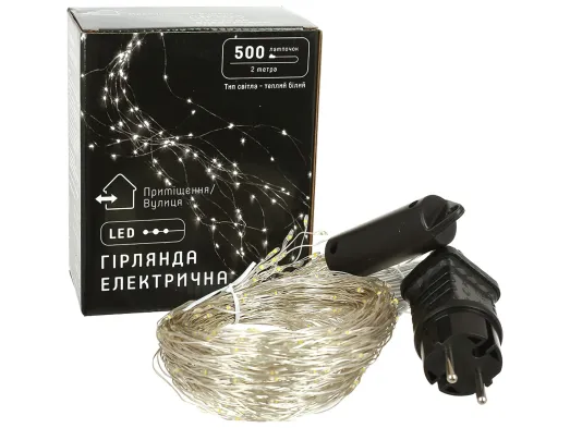 Гірлянда-пучок 500 mini-LED, 25 ниток по 2 м, теплий білий, із мерехтінням