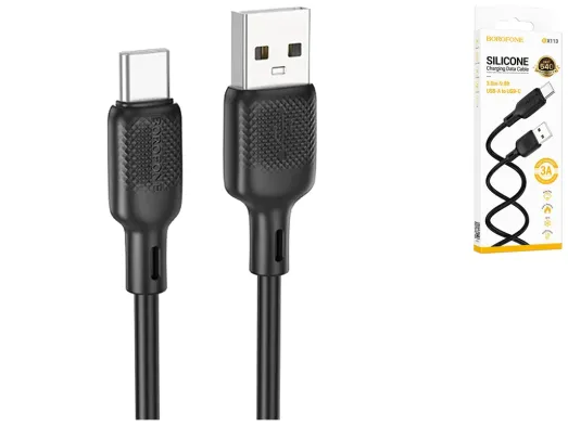 Кабель USB Borofone BX113 Silicone Type-C 3A 3м, колір чорний
