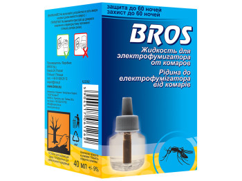 Жидкость для электрофумигатора от комаров Bros, инсектицидная, защита до 60 ночей, 4,9х4,9х8,3см