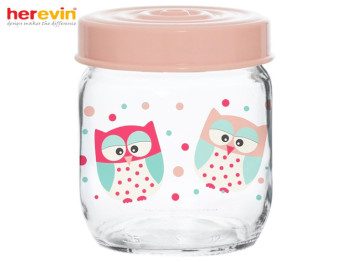 Банка скляна Herevin "Owl" з пластиковою кришкою 425мл 51133