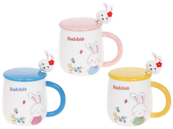 Чашка Rabbit, с крышкой и ложкой, 430мл, 3 дизайна