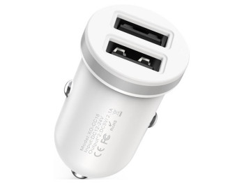 Автомобільний Зарядний Пристрій XO-CC18 Dual USB, Бiлий