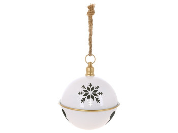 Шар на подвесе Christmas bell, металл, 16,5×20см, 41см, цвет белый