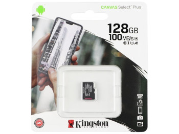 Карта Пам'яті Kingston Canvas Select Plus microSDXC (UHS-1) 128gb 10 Class Чорний