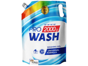 Гель для стирки Pro Wash, универсальный, защита цвета, придание свежести, 57 циклов, 2кг, дойпак