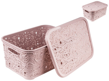 Корзина с крышкой "Ажур" (цвет - капучино) 10л Efe plastics