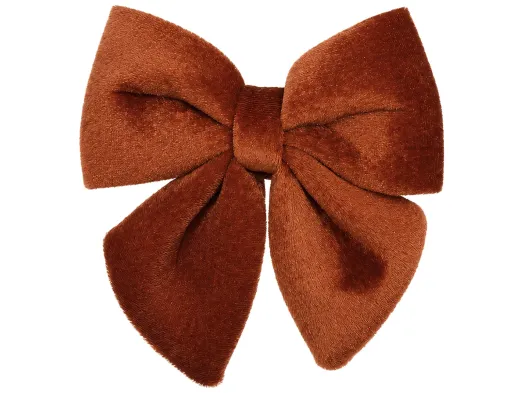 Бант декоративний оксамитовий, світло-коричневий, 13×15 см