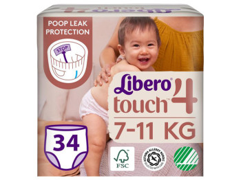 Підгузки-трусики Libero Touch 4, 7-11кг, 34шт