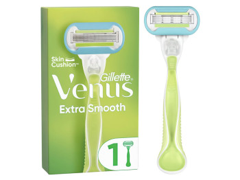 Бритва для гоління Gillette Venus Extra Smooth, з 1 змінною касетою, 5 лез, пластик, колір зелений