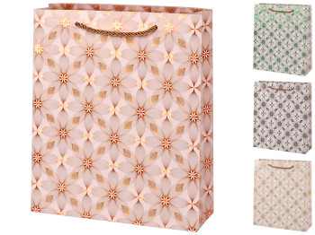 Пакет подарунковий паперовий Floral pattern S з ручками, 18×23×10 см, 4 дизайни (ціна за 1шт)