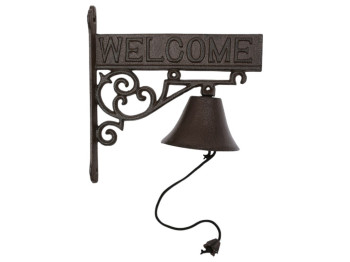 Дзвіночок Welcome, чавун, 22.5×10×23.5см, колір коричневий