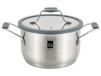 Каструля Iq be brave, 18 см, 2.3 л, з кришкою, сірий колір