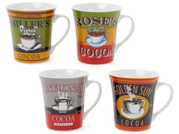 Чашка Retro Cocoa, 4 дизайна, 375мл (цена за 1шт)
