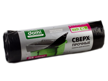 Мусорные пакеты сверхпрочные 160л "Domi" Extra Strong 10шт