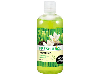 Гель для душу Fresh Juice, з олією лемонграсу, екстрактом ванілі та вітамінним комплексом, 500мл