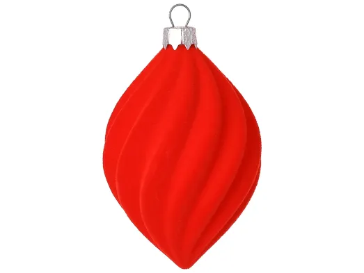 Елочная игрушка Velvet Glow с флоковым покрытием, красная, пластик, 5,5×9 см