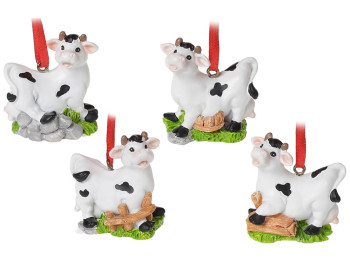 Декоративная подвесная фигурка Корова, 4,5см, 4 дизайна (цена за 1шт)
