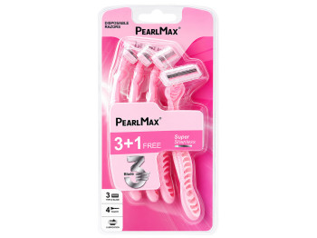 Бритви одноразові жіночі PearlMax Super Stainless, 3 леза, 4шт