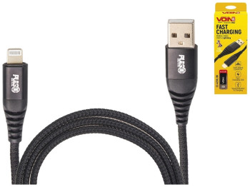 Кабель VOIN USB - Lightning 3А, 1м, black (швидка зарядка/передача даних), CC-4201L BK