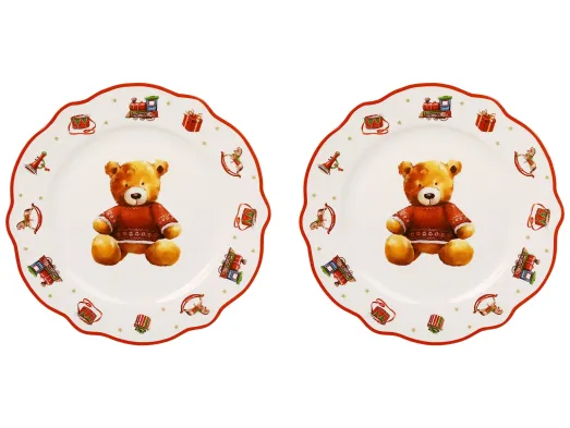 Набор фарфоровых тарелок My Teddy Bear с волнистым краем, 19,3×1,5 см, 2 шт (цена за набор)