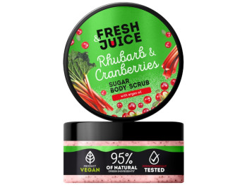 Скраб сахарный для тела Fresh Juice, с маслом арганы и экстрактами ревеня и клюквы, 200мл