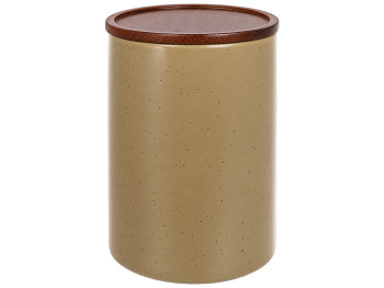 Ємність для зберігання Natural Serving Grey з дерев’яною кришкою, 500 мл, 9×9×12 см