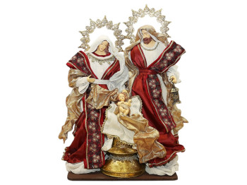 Вертеп Рождественский, 3 фигуры на подставке, 38×26×60см, цвет красный с золотом