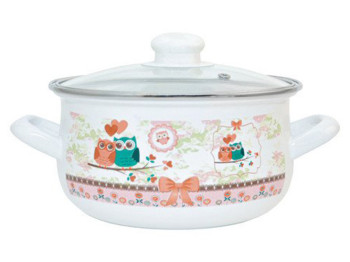 Каструля емальована зі скляною кришкою Infinity Owls D18см 2,4л SD-1378 58518