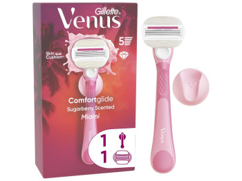 Бритва для гоління Gillette Venus ComfortGlide Miami, з 1 змінною касетою, 5 лез, колір рожевий
