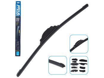Щітка склоочищувача безкаркасна VITOL ULTRA 17", 43см, 9 адаптерів (VU-17430)