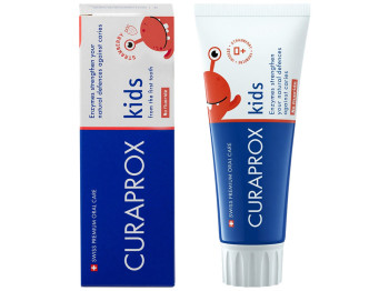 Зубна паста Curaprox Kids Strawberry, без фтору, з 0 рокiв, 60 мл