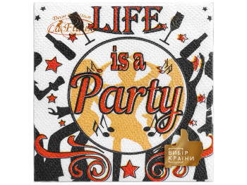 Салфетки бумажные двухслойные La Fleur Life is a Party, 33×33 см, 16 шт