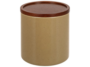 Ємність для зберігання Natural Serving Grey з дерев’яною кришкою, 350 мл, 9×9×9,5 см