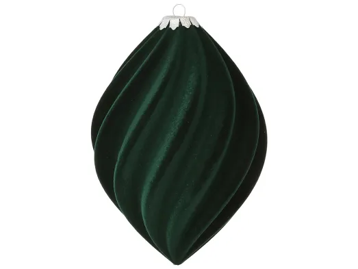 Елочная игрушка Velvet Glow с флоковым покрытием, изумрудная, пластик, 12,5×20 см