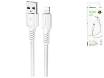Кабель USB Borofone BX116 Lightning 2.4A, 1м, бiлий