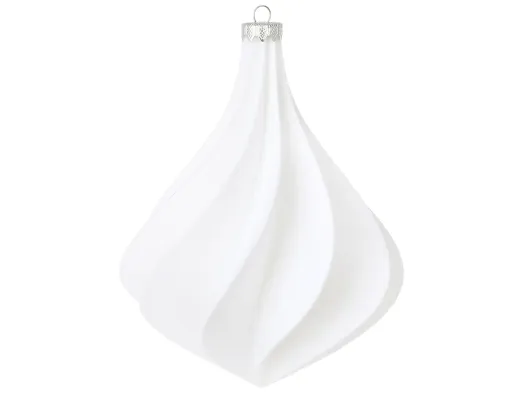 Декоративна ялинкова іграшка Velvet Glow з флоковим покриттям, біла, пластик, 13,5×20см