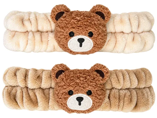 Пов'язка на голову косметична Teddy Island з ведмедиком, 2 кольори, 6×20 см (ціна за 1шт)