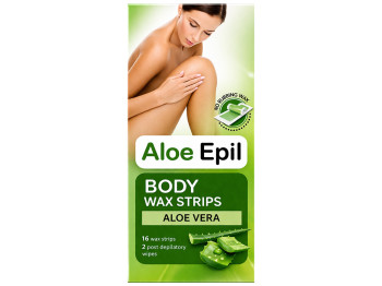 Віскові смужки для депіляції Aloe Epil, холодний віск для тіла, з екстрактом алое, 16+2шт